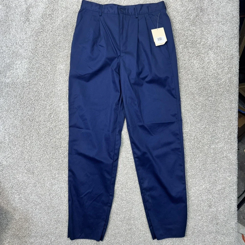 Adidas Pants Mens 34 TM Sideline Pan Navy Blue Pleated Vintage NEW